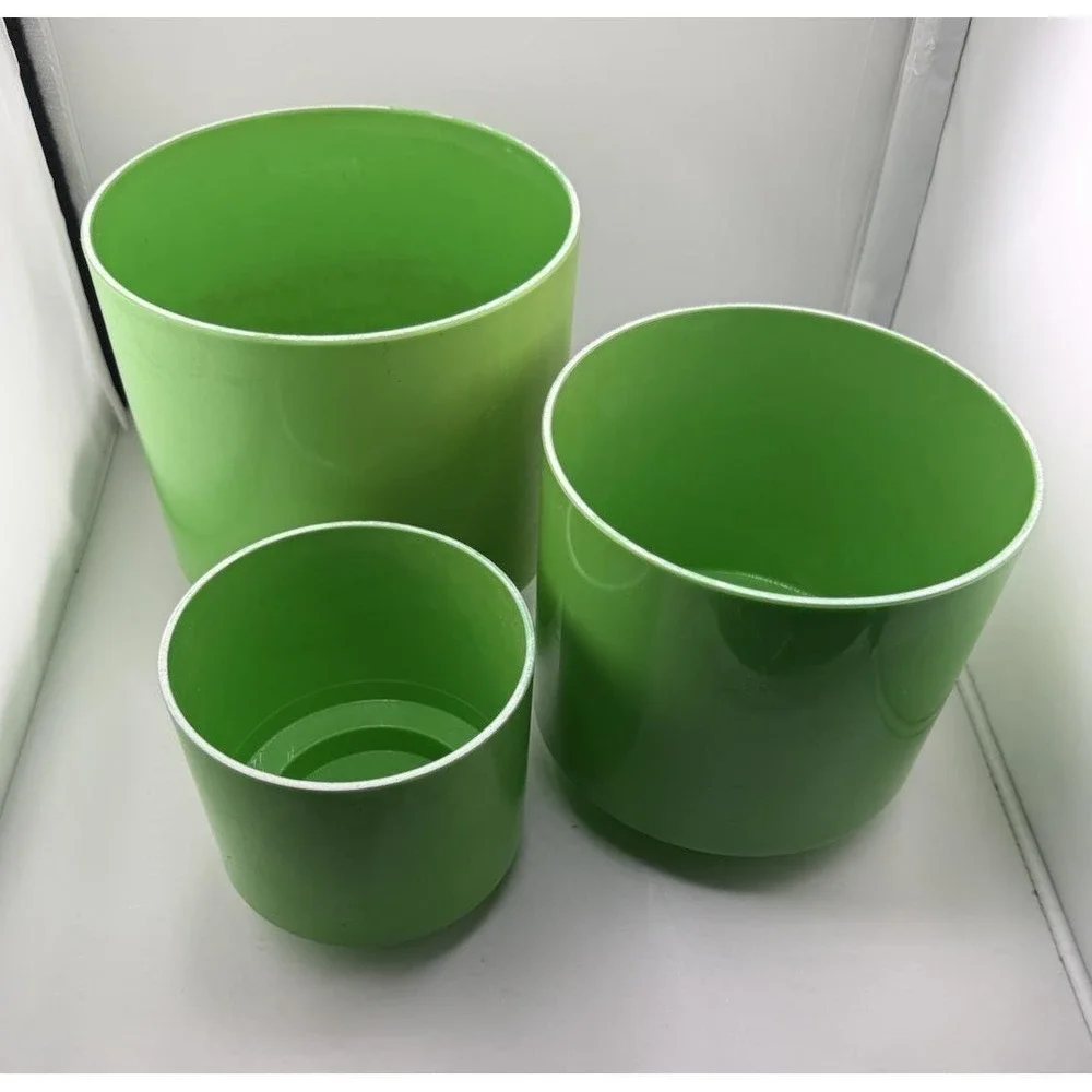 Set Of 3 Lawnware VTG Plant Pots Plastic Nesting Green Footed Retro Sturdy